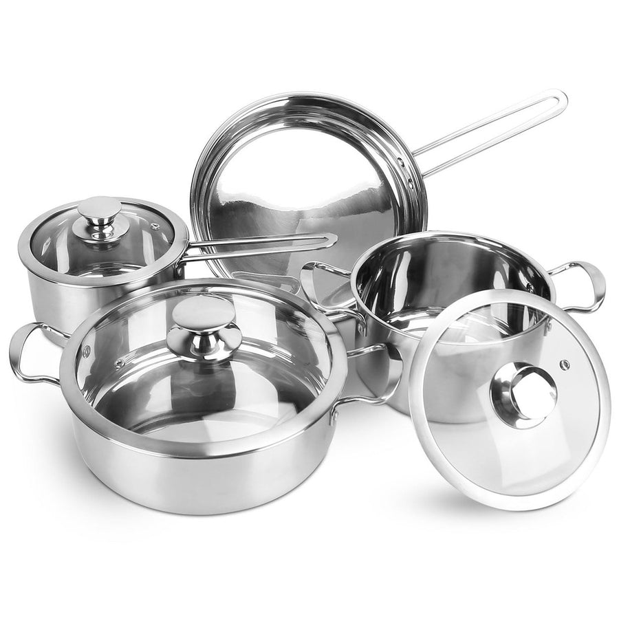 Stainless Steel Cookware Set Fast Even Heat Induction Pots Pans Set Dishwasher Safe with 2.7 3.7 Quart Stockpot 2 Quart Image 1