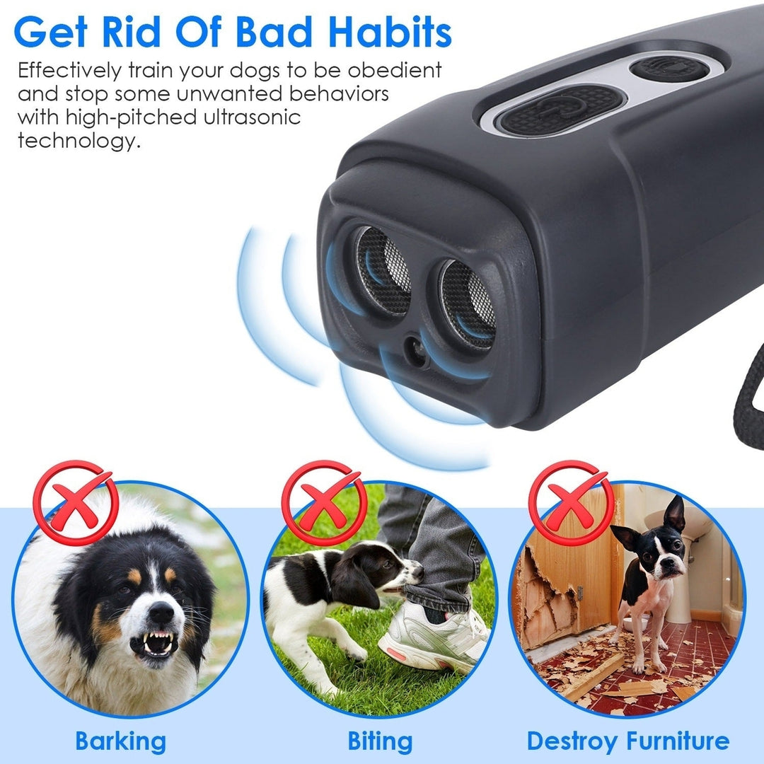 Ultrasonic Anti Barking Device Rechargeable Handheld Dog Barking Deterrent with 4 Modes LED Flashlight Dog Repeller Image 4