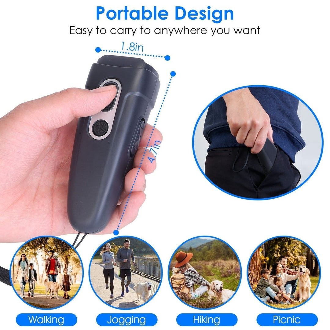 Ultrasonic Anti Barking Device Rechargeable Handheld Dog Barking Deterrent with 4 Modes LED Flashlight Dog Repeller Image 4