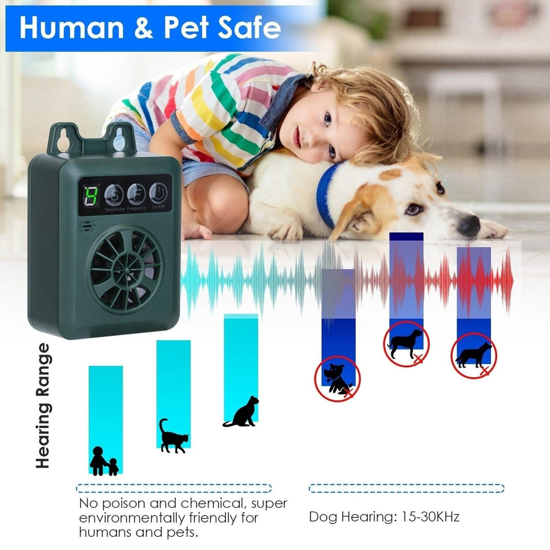 Ultrasonic Anti-barking Device 49.2Feet Sensing Sonic Bark Deterrent with 4 Ultrasonic Frequency Levels 4 Sensitivity Image 2