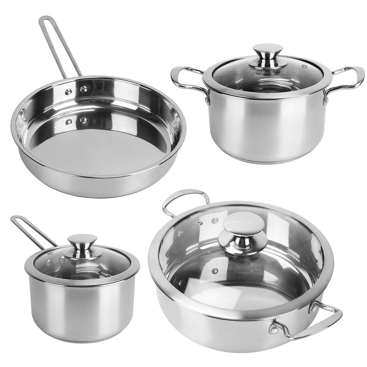 Stainless Steel Cookware Set Fast Even Heat Induction Pots Pans Set Dishwasher Safe with 2.7 3.7 Quart Stockpot 2 Quart Image 11