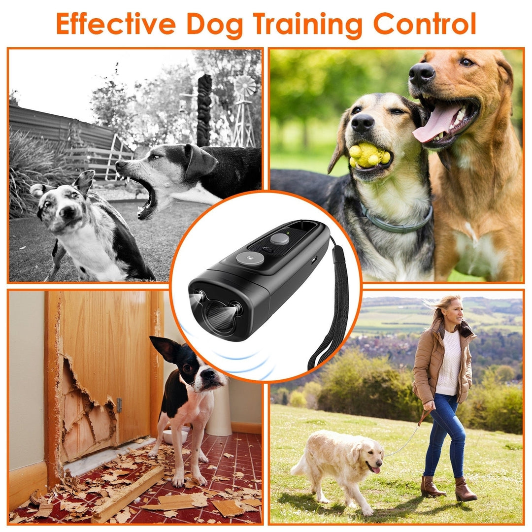 Ultrasonic Dog Anti-Bark Device 2 in 1 Rechargeable Barking Control Training Tool 32ft LED Light 2 Mode Dog Whistle Safe Image 4