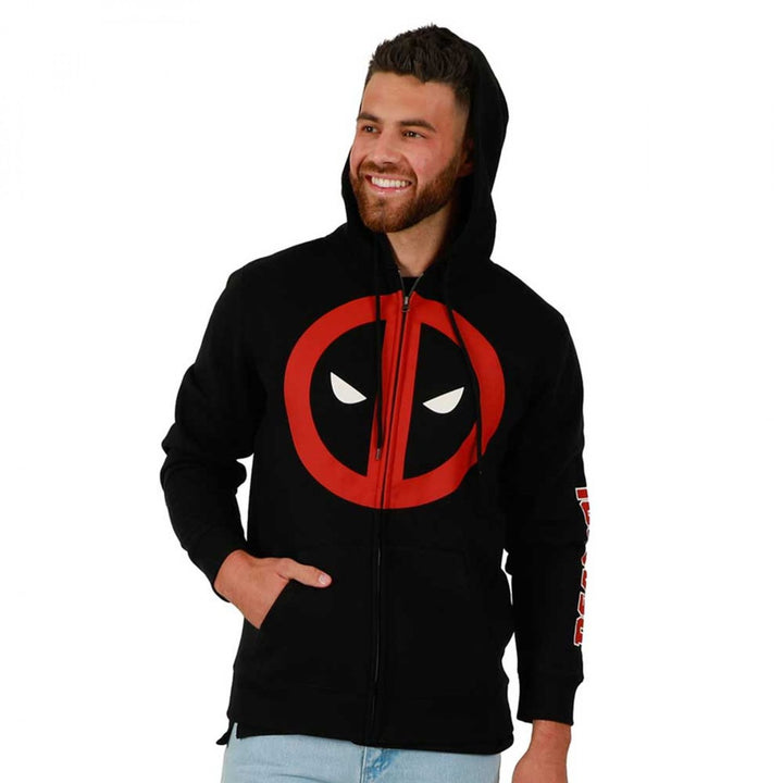 Deadpool Classic Logo Zip-Up Hoodie with Sleeve Print Image 1