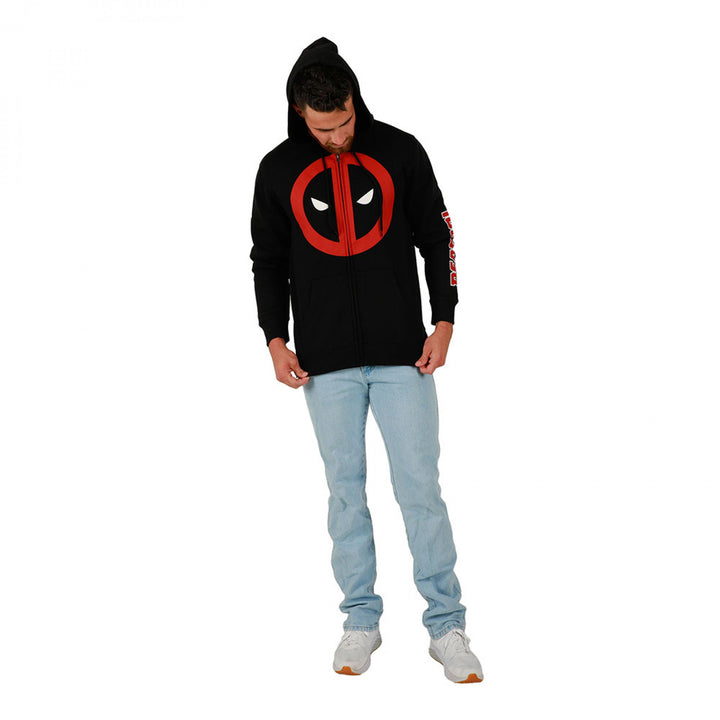 Deadpool Classic Logo Zip-Up Hoodie with Sleeve Print Image 3