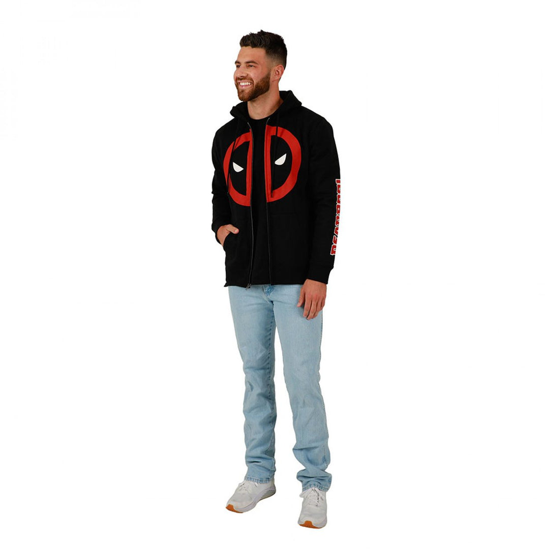 Deadpool Classic Logo Zip-Up Hoodie with Sleeve Print Image 4