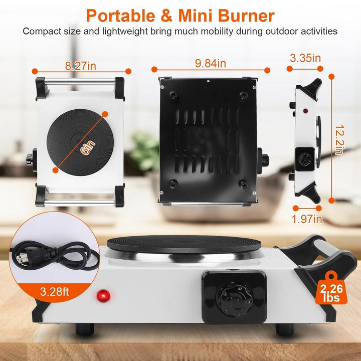 1000W Electric Single Burner Portable Heating Hot Plate Stove Countertop RV Hotplate with 5 Temperature Adjustments Image 3