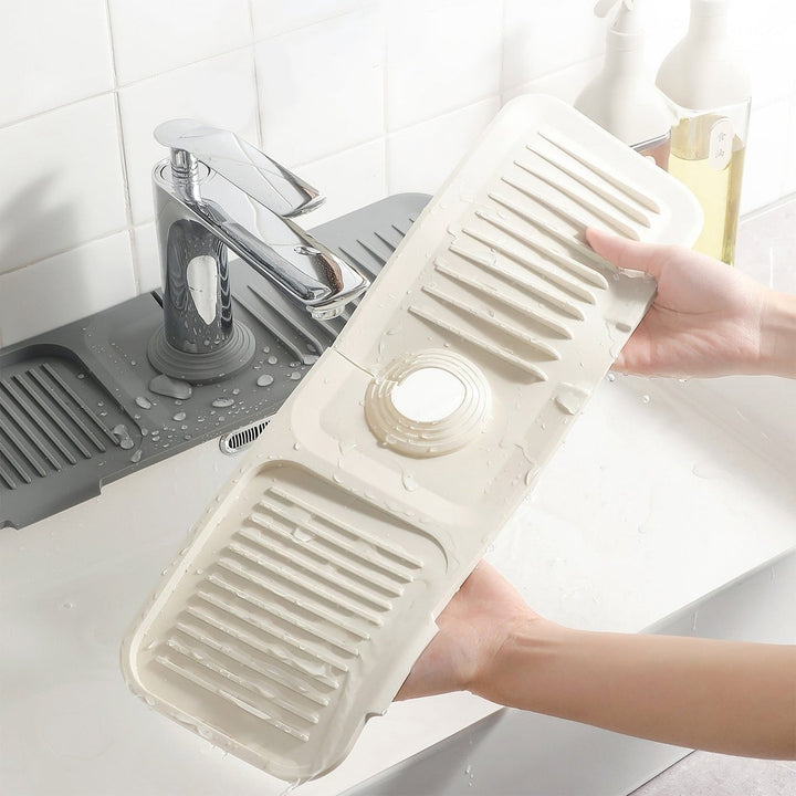 Faucet Splash Mat Silicond Sink Drying Mat Water Drip Catching Tray Water Drainage Pad Sponge Soap Holder for Kitchen Image 1