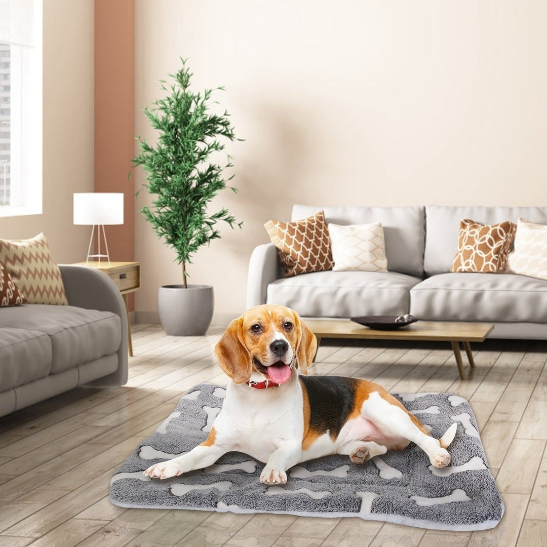 Dog Bed Mat Comfortable Flannel Dog Crate Pad Reversible Cushion Carpet Machine Washable Pet Bed Liner with Bone Image 12