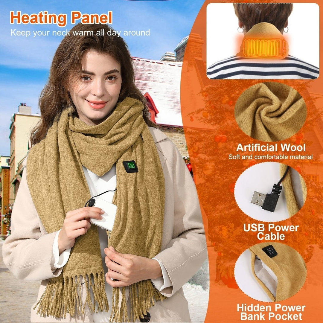 Electric Heated Winter Scarf USB Heating Neck Wrap Unisex Heated Neck Shawl Soft Warm Scarves 3 Heating Modes Image 7