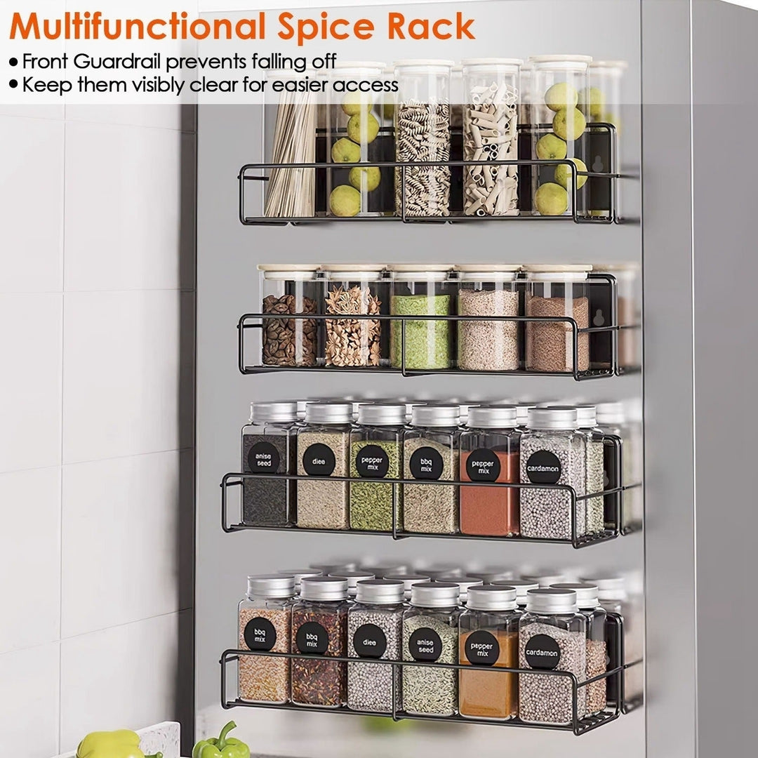 4Pack Strong Magnetic Spice Rack Organizer Fridge Storage Shelf for Jars Seasoning Tins Utensils Space Saver Holder Image 4