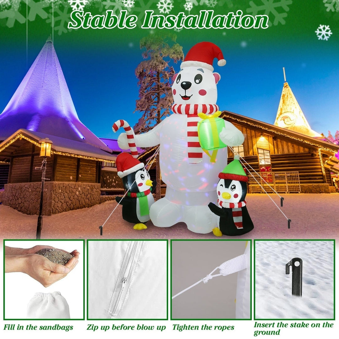 5.9FT Christmas Inflatable Outdoor Decoration Polar Bear Gift Box Penguin Blow Up Yard Decoration with LED Light Image 4