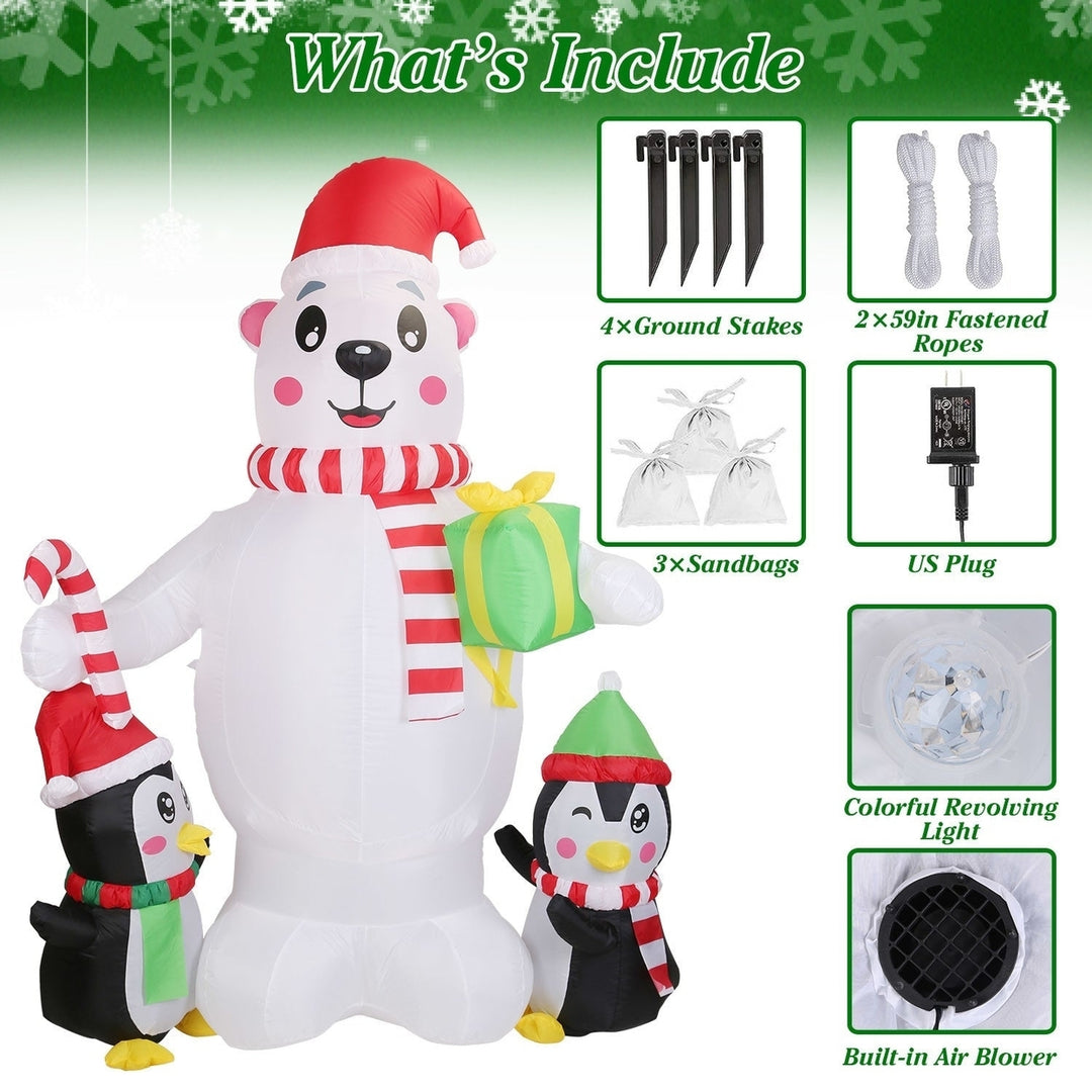 5.9FT Christmas Inflatable Outdoor Decoration Polar Bear Gift Box Penguin Blow Up Yard Decoration with LED Light Image 6