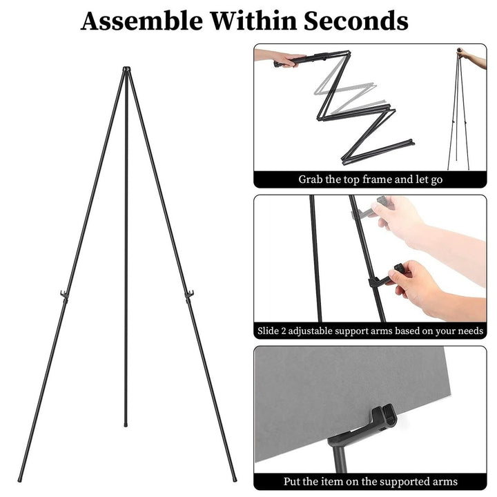 2 Pack Easel Stand for Display 61in Collapsible A Frame Tripod Easel Iron Alloy Drawing Stand with 2 Carry Bags Image 9