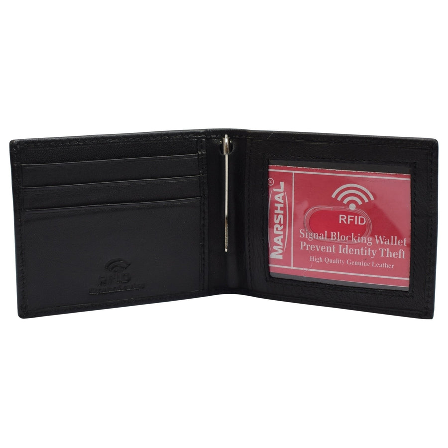 Mens Leather Slim Spring Money Clip Wallet Front Pocket Credit Card Case Holder Image 1