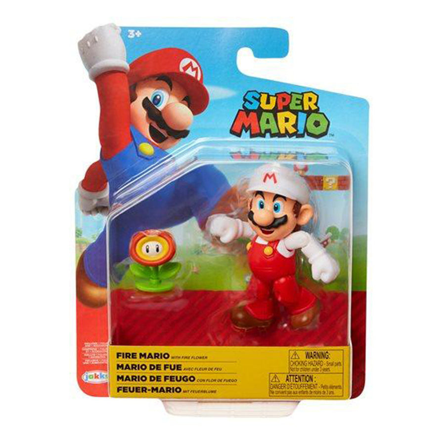 Action Figure Toy -Super Mario - Fire Mario- 4 Inch Image 1