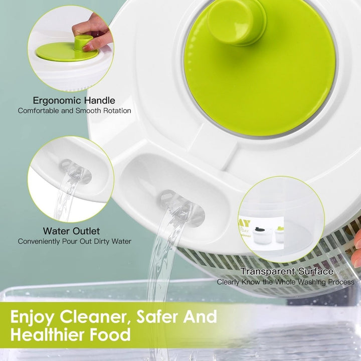 Salad Spinner Fruit Vegetable Washer Lettuce Drainer Hand Cranking Vegetable Dryer with Lid for Home Kitchen Fruit Image 4