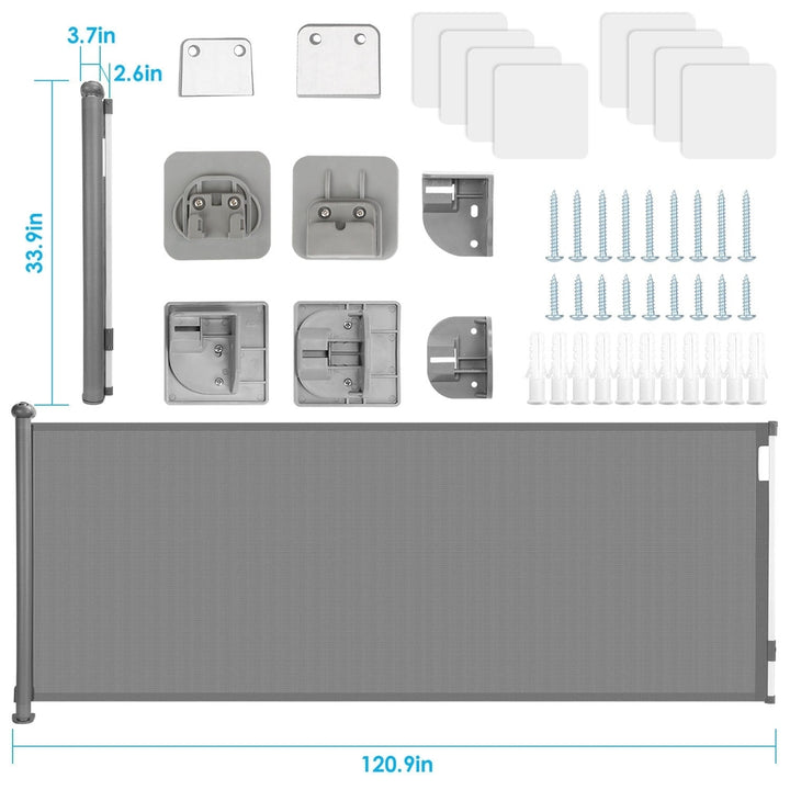 Retractable Baby Security Gate Door 118in Extra Wide Stair Gate for Toddlers with Punch Kit Punch-free Kit Image 9