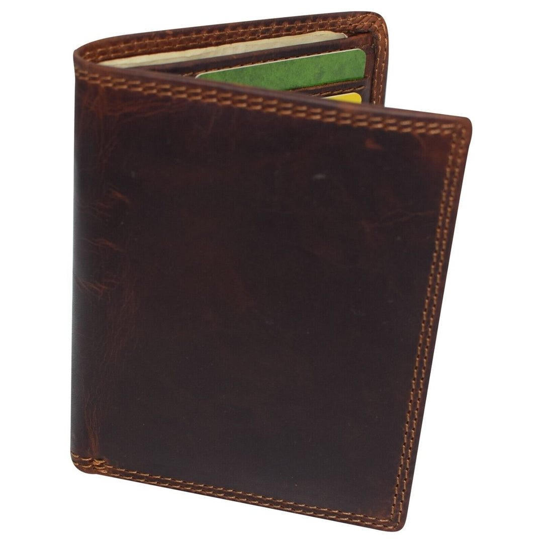 Wallets Leather Bifold Wallet Slim Vintage Credit Card ID Holder Minimalist Image 8