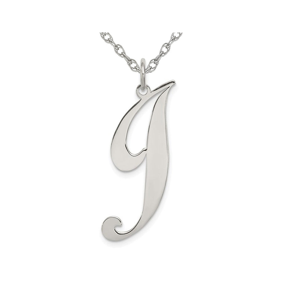 Sterling Silver Fancy Script Initial -J- Pendant Necklace Charm with Chain Image 1