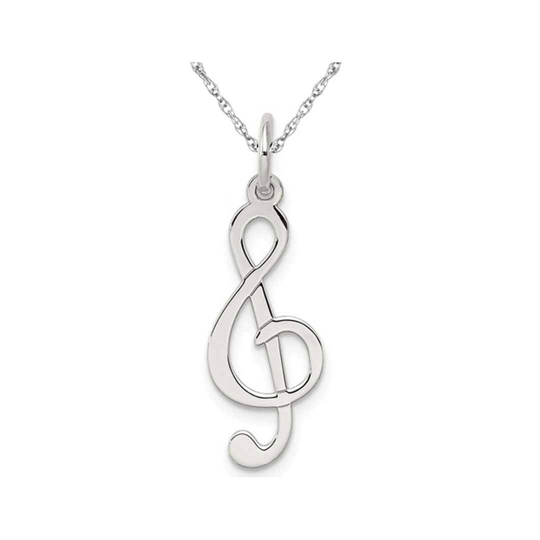 Sterling Silver Treble Clef Charm Pendant Necklace with Chain Image 1