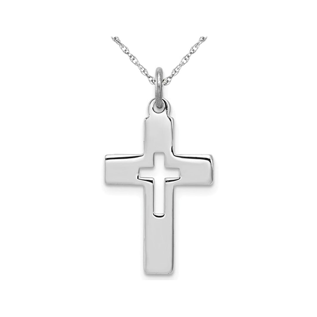 Sterling Silver Cut-Out Cross Pendant Necklace with Chain Image 1