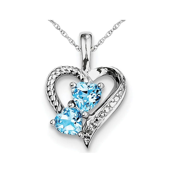 Blue Topaz Heart Pendant Necklace 1.00 Carat (ctw) in Sterling Silver with Chain Image 1