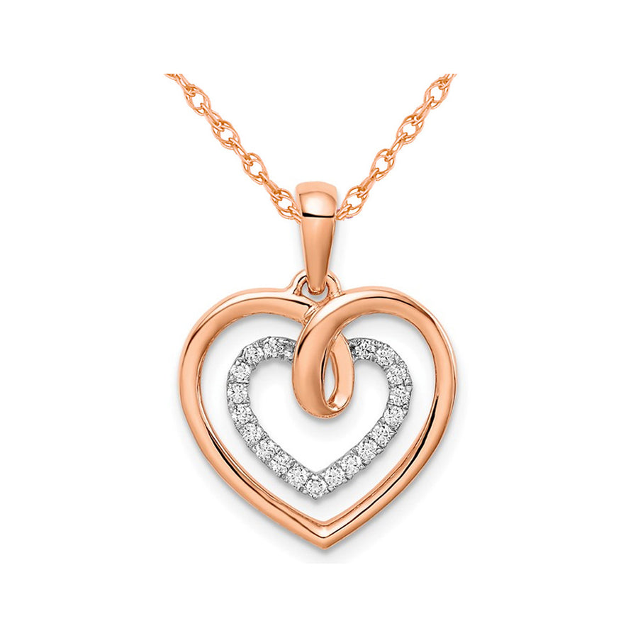 1/10 Carat Diamond (ctw) Heart Pendant Necklace in 14K Rose Pink Gold with Chain Image 1