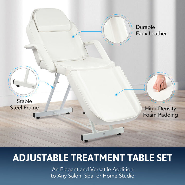 Bestco Massage Table Adjustable Beauty Salon Spa Bed for Facial Tattooing White w Stool Image 10