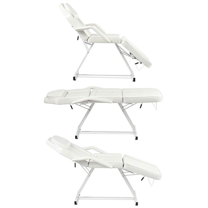 Bestco Massage Table Adjustable Beauty Salon Spa Bed for Facial Tattooing White w Stool Image 4