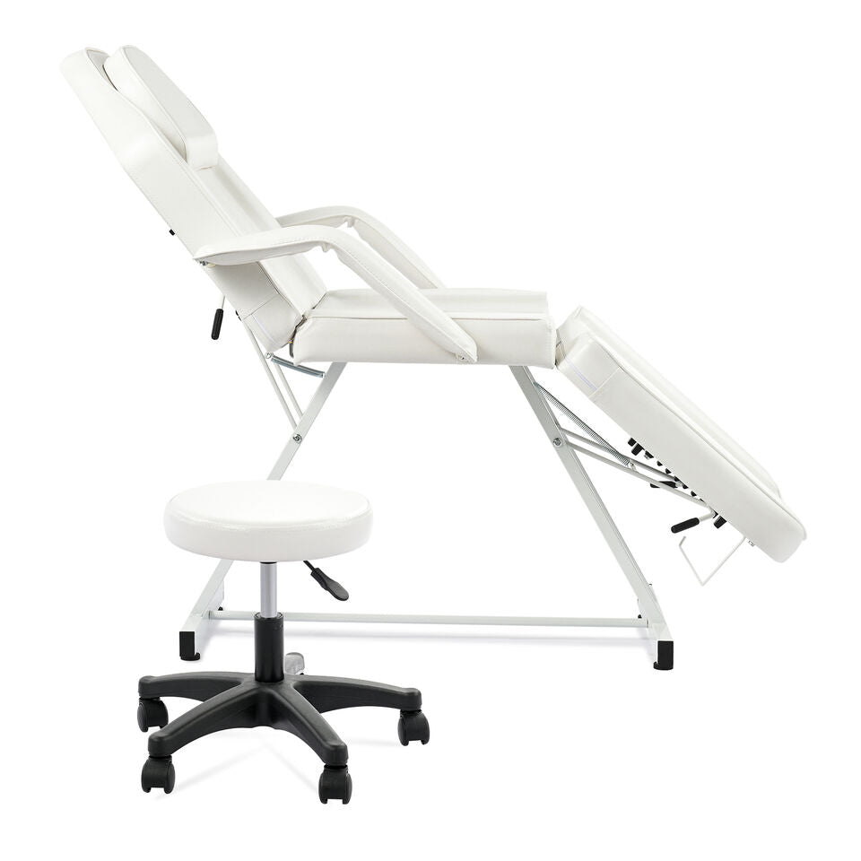 Bestco Massage Table Adjustable Beauty Salon Spa Bed for Facial Tattooing White w Stool Image 7