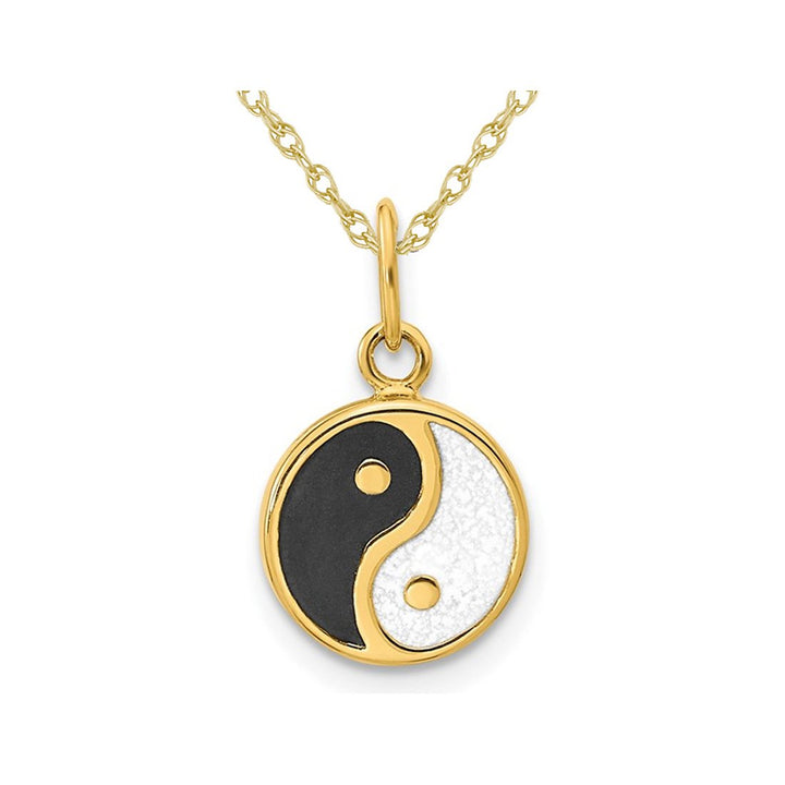 14K Yellow Gold Yin-Yang Charm Pendant Necklace with Chain Image 1