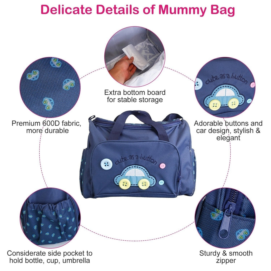 4Pcs Diaper Bag Tote Set Baby Napping Changing Bag Shoulder Mummy Bag with Diaper Changing Pad Image 6