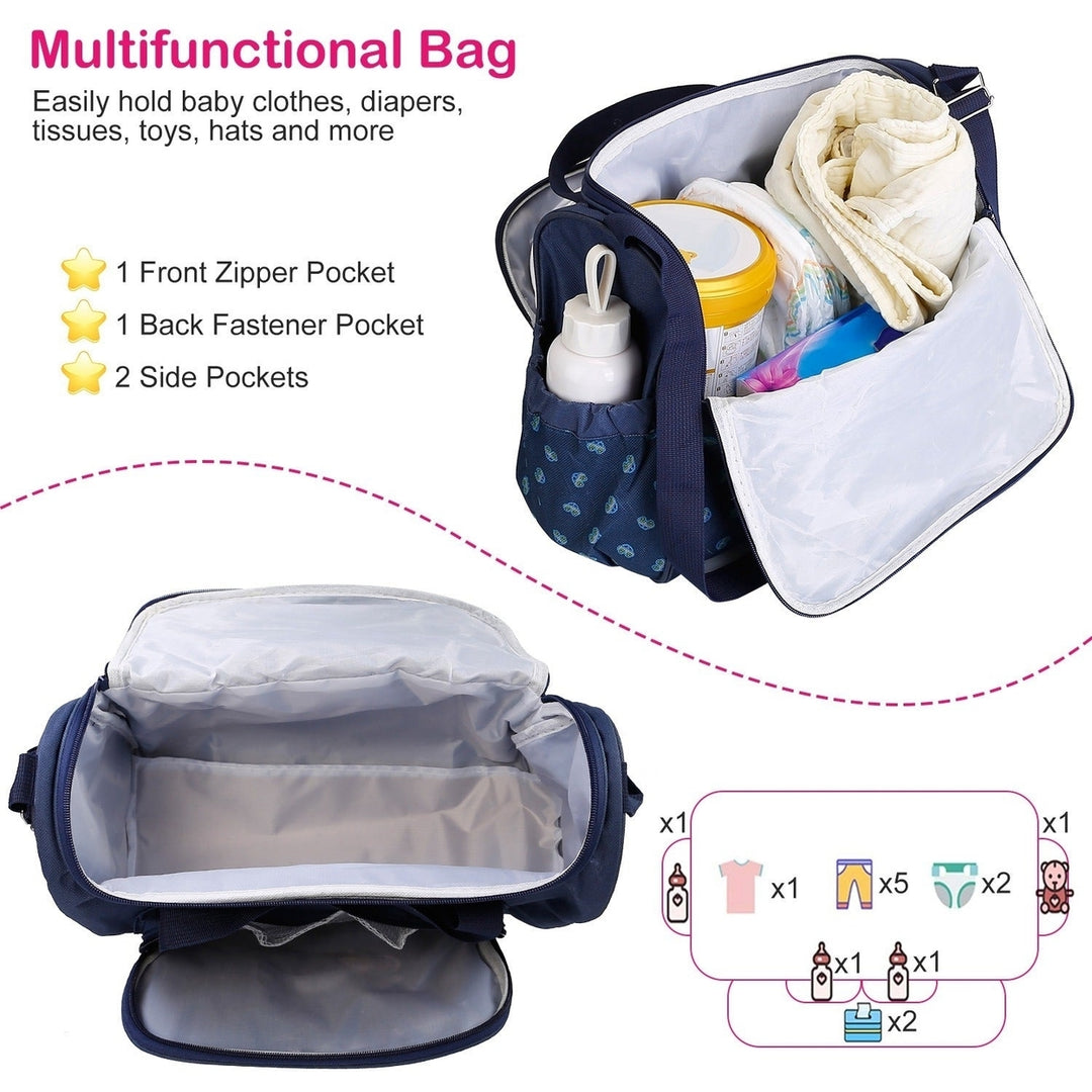 4Pcs Diaper Bag Tote Set Baby Napping Changing Bag Shoulder Mummy Bag with Diaper Changing Pad Image 7