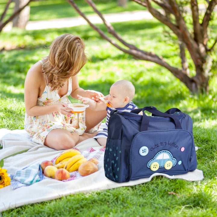 4Pcs Diaper Bag Tote Set Baby Napping Changing Bag Shoulder Mummy Bag with Diaper Changing Pad Image 9