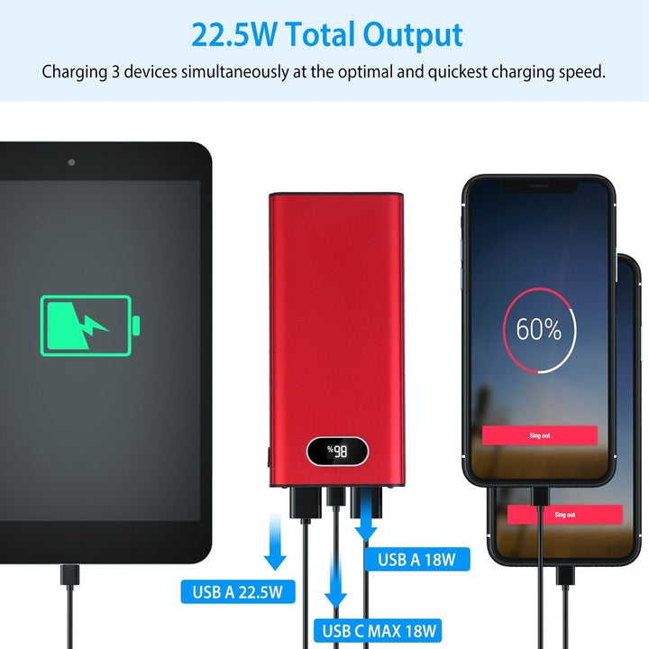 20000Mah Power Bank Portable Charger External Battery Pack 22.5W Super Fast Charging with LED Display Flashlight Fit for Image 8