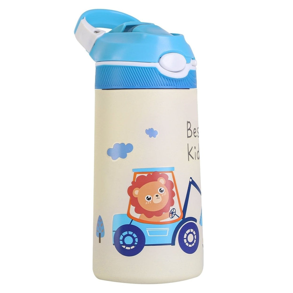 13.5Oz Insulated Stainless Steel Water Bottle Leak-proof Bottle for Kids with Straw Push Button Lock Switch Thermos Cup Image 2