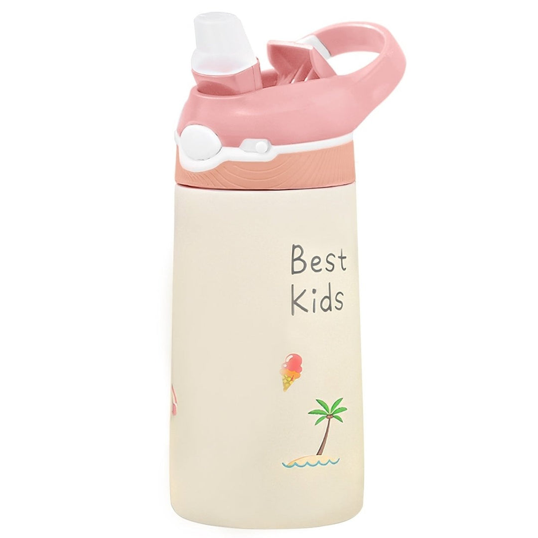 13.5Oz Insulated Stainless Steel Water Bottle Leak-proof Bottle for Kids with Straw Push Button Lock Switch Thermos Cup Image 1