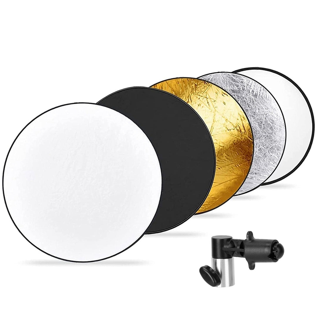 5 In 1 Photography Round Light Reflector Collapsible Multi Disc Light Diffuser with Storage Bag Translucent Silver Gold Image 12