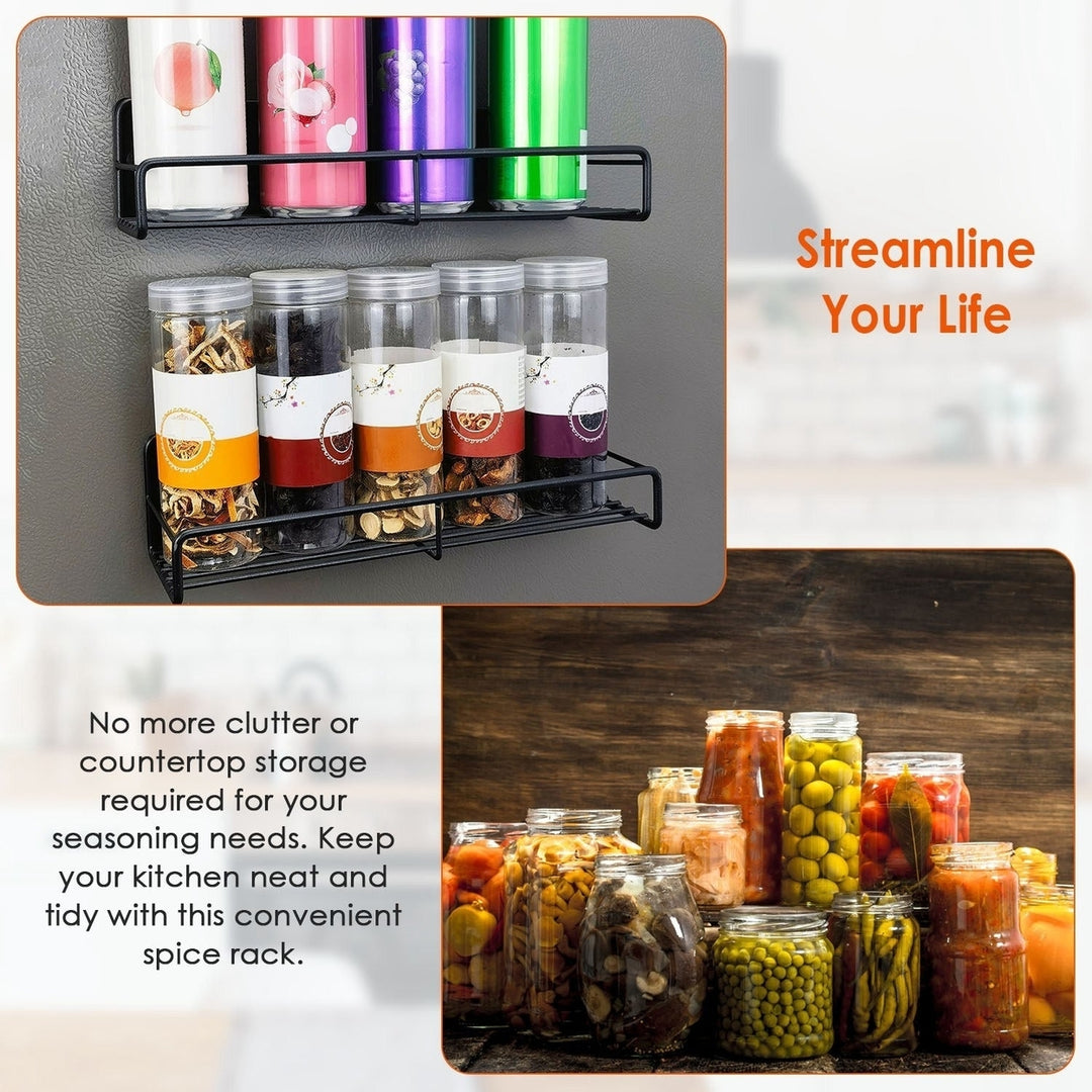 4Pack Strong Magnetic Spice Rack Organizer Fridge Storage Shelf for Jars Seasoning Tins Utensils Space Saver Holder Image 2