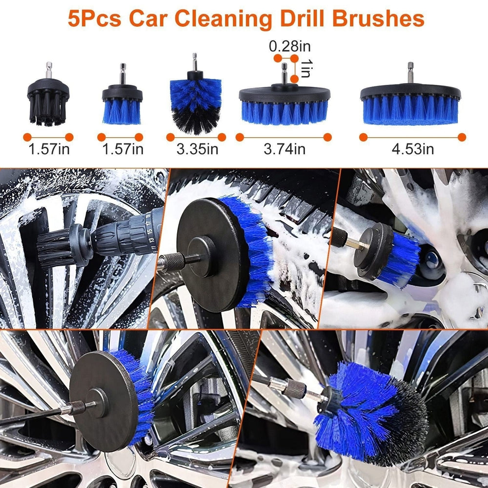 26Pcs Car Detailing Brush Kit Exterior Interior Car Cleaning Set Drill Brush Set Car Buffing Sponge Pads Kit for Image 2