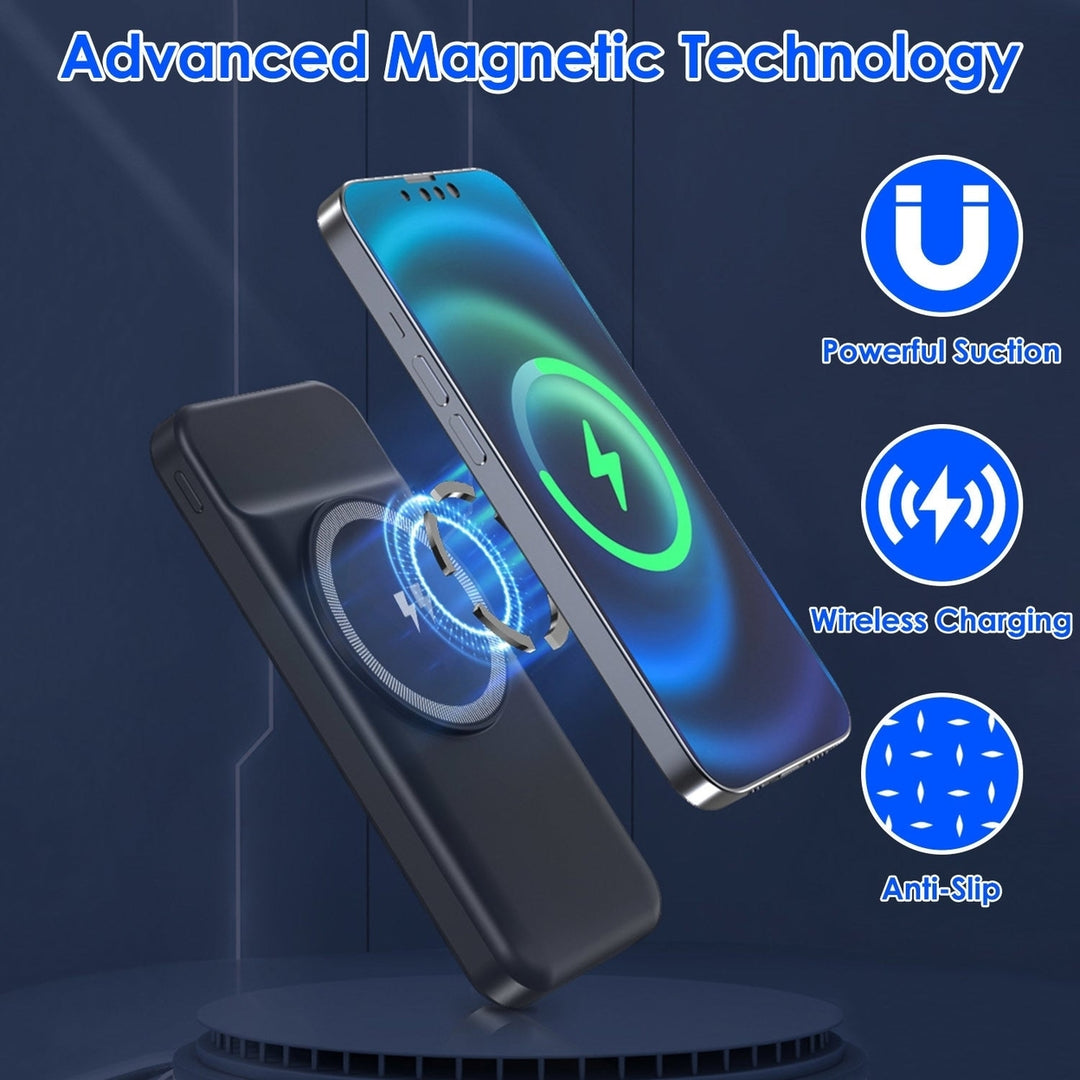 10000mAh 22.5W Magnetic Wireless Power Bank PD Fast Charging Portable Charger with Built in Type C Cables 15W Wireless Image 3