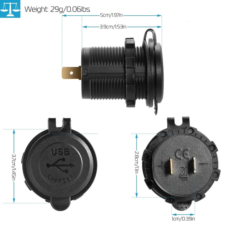 1Pc 2 USB Charger 12V 24V Car Cigarette Lighter Socket Splitter Dual USB 2.1A Outlet Car Charger IP65 waterproof for Car Image 12