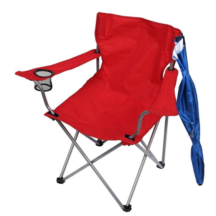 Foldable Beach Chair with Detachable Umbrella Armrest Adjustable Canopy Stool with Cup Holder Carry Bag for Camping Image 7