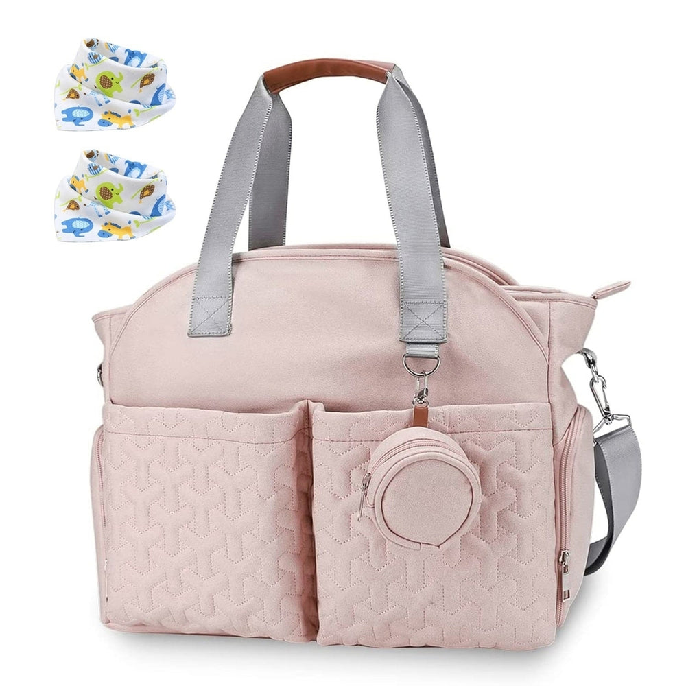 Breast Pump Bag Diaper Tote Bag with Detachable Shoulder Strap Side Pocket Free Baby Bibs Image 2