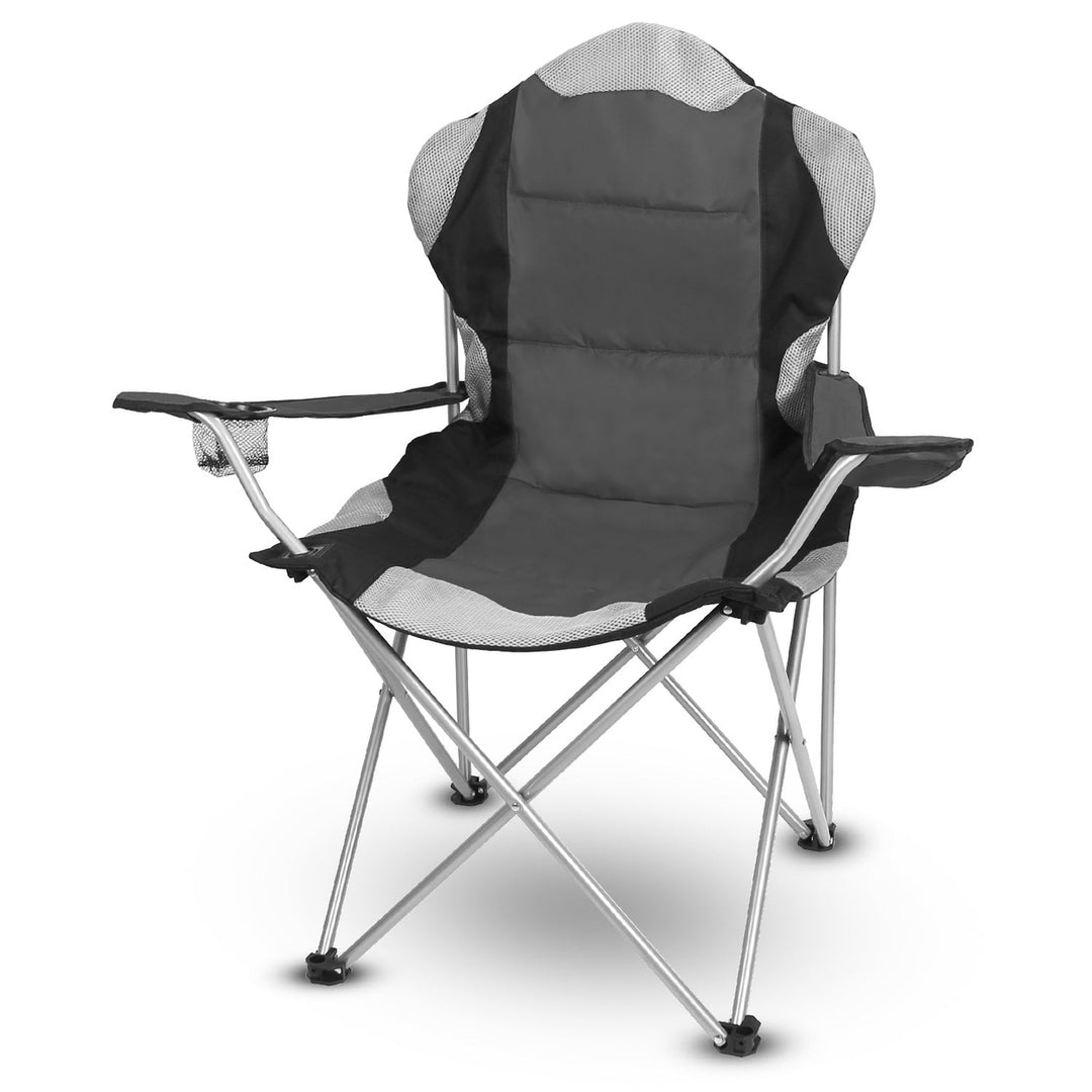 Foldable Camping Chair Heavy Duty Steel Lawn Chair Padded Seat Arm Back Beach Chair 330LBS Max Load with Cup Holder Image 11