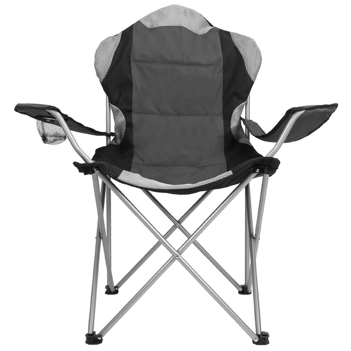 Foldable Camping Chair Heavy Duty Steel Lawn Chair Padded Seat Arm Back Beach Chair 330LBS Max Load with Cup Holder Image 12