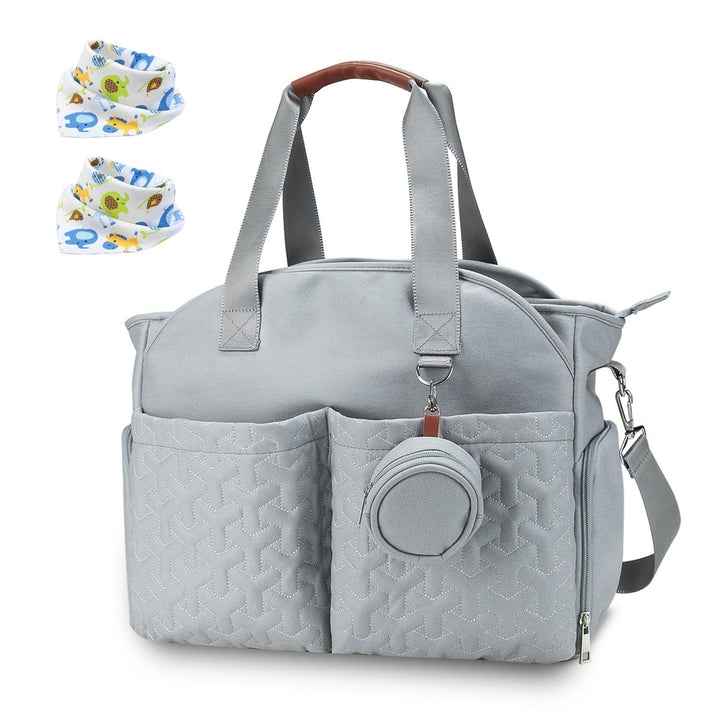 Breast Pump Bag Diaper Tote Bag with Detachable Shoulder Strap Side Pocket Free Baby Bibs Image 7