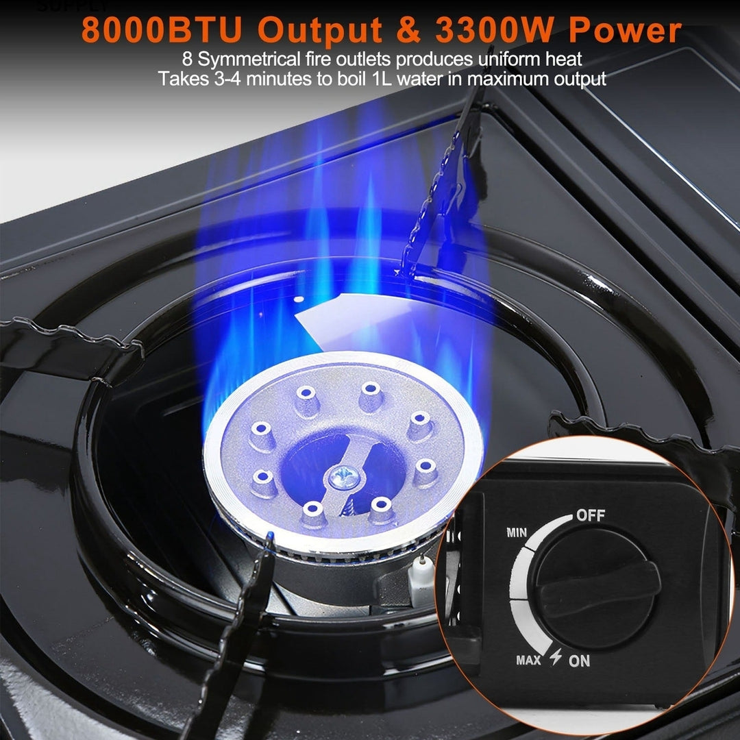 3300W Portable Camping Stove Butane Canister Dual Fuel Burner Piezo Electric Ignition Single Burner with Automatic Tank Image 3