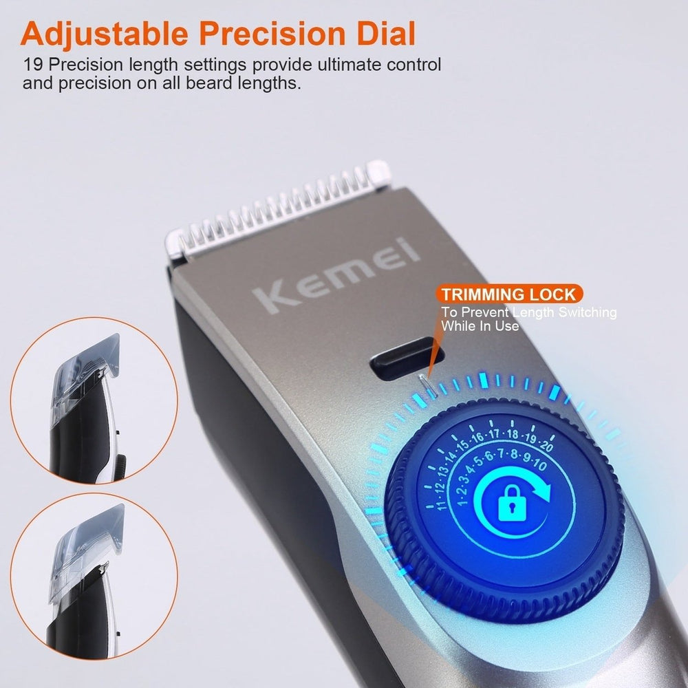 Cordless Beard Trimmer USB Rechargeable Beard Grooming Kit Electric Razor Hair Shaver Clipper with Precision Dial Image 2
