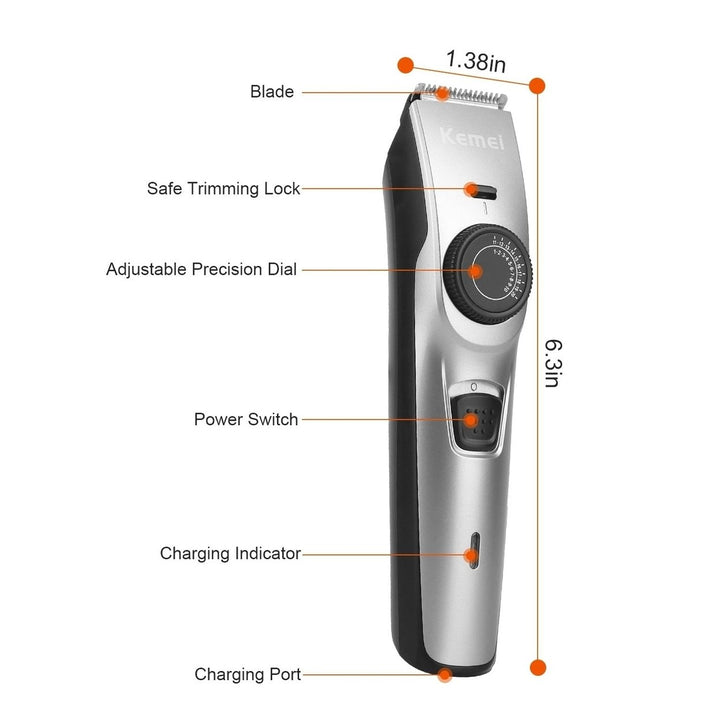 Cordless Beard Trimmer USB Rechargeable Beard Grooming Kit Electric Razor Hair Shaver Clipper with Precision Dial Image 6